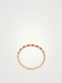 14K Gold Eternity Band Ring With Diamonds And Rubies