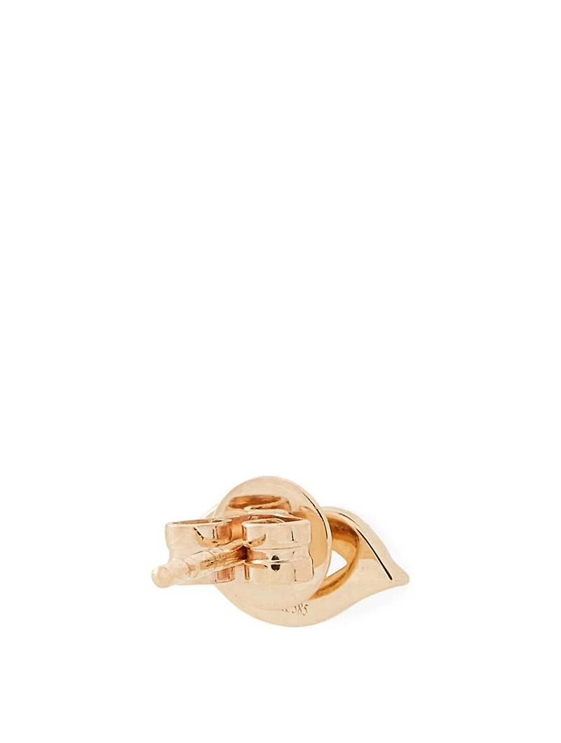 14K Gold Kiss Stud Earrings With Rubies