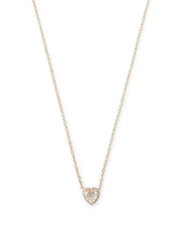 14K Gold White Topaz Heart Necklace With Diamonds