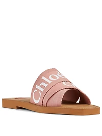 Woody Canvas Logo Slide Sandals
