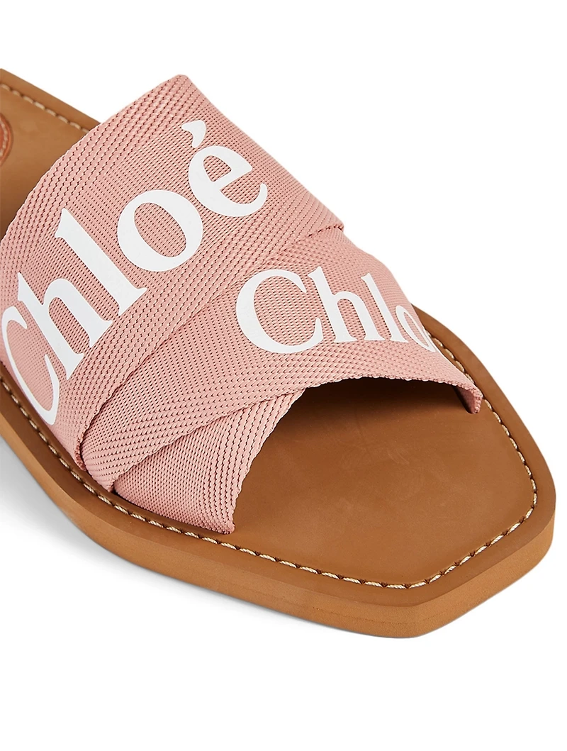 Woody Canvas Logo Slide Sandals