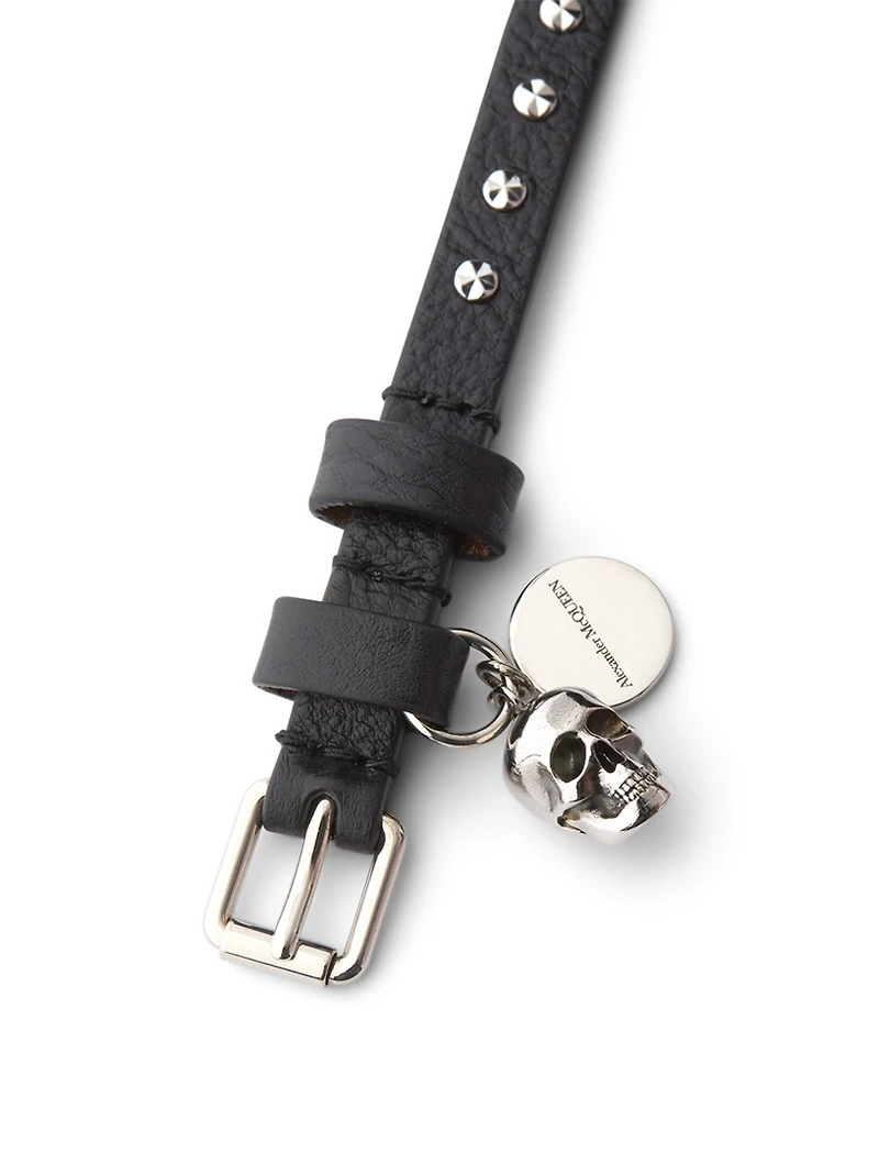 Double Wrap Studded Leather Bracelet