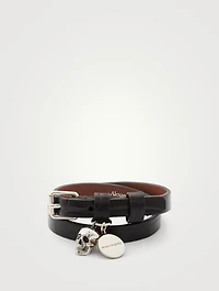 Double Wrap Croc-Embossed Leather Bracelet