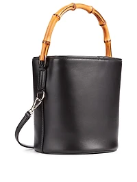 Small Bamboo Leather Bucket Bag