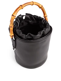 Small Bamboo Leather Bucket Bag