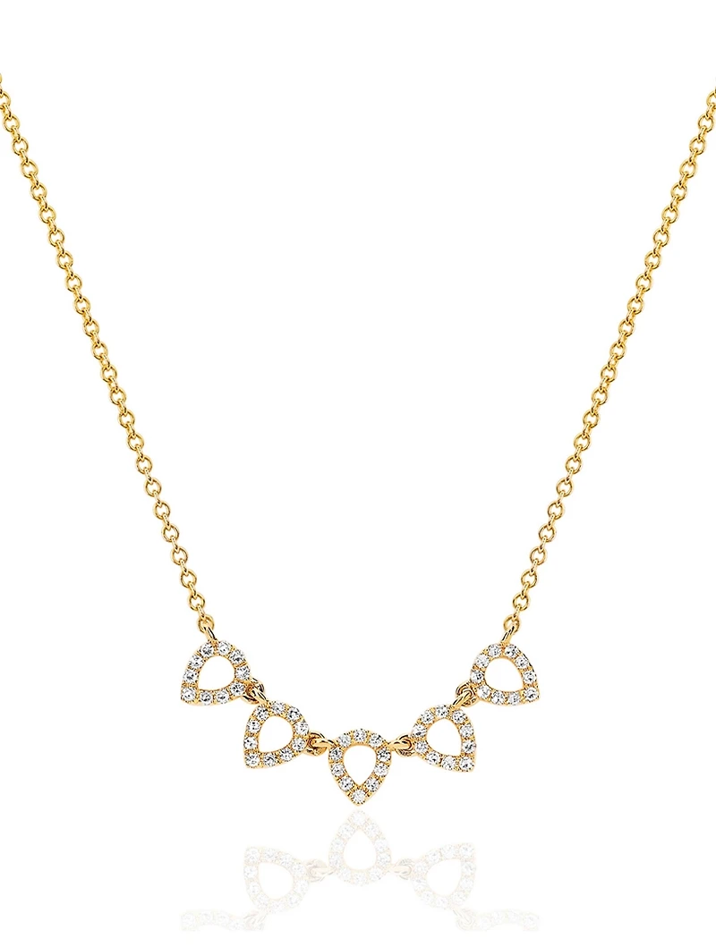 14K Gold Teardrop Choker Necklace With Diamonds