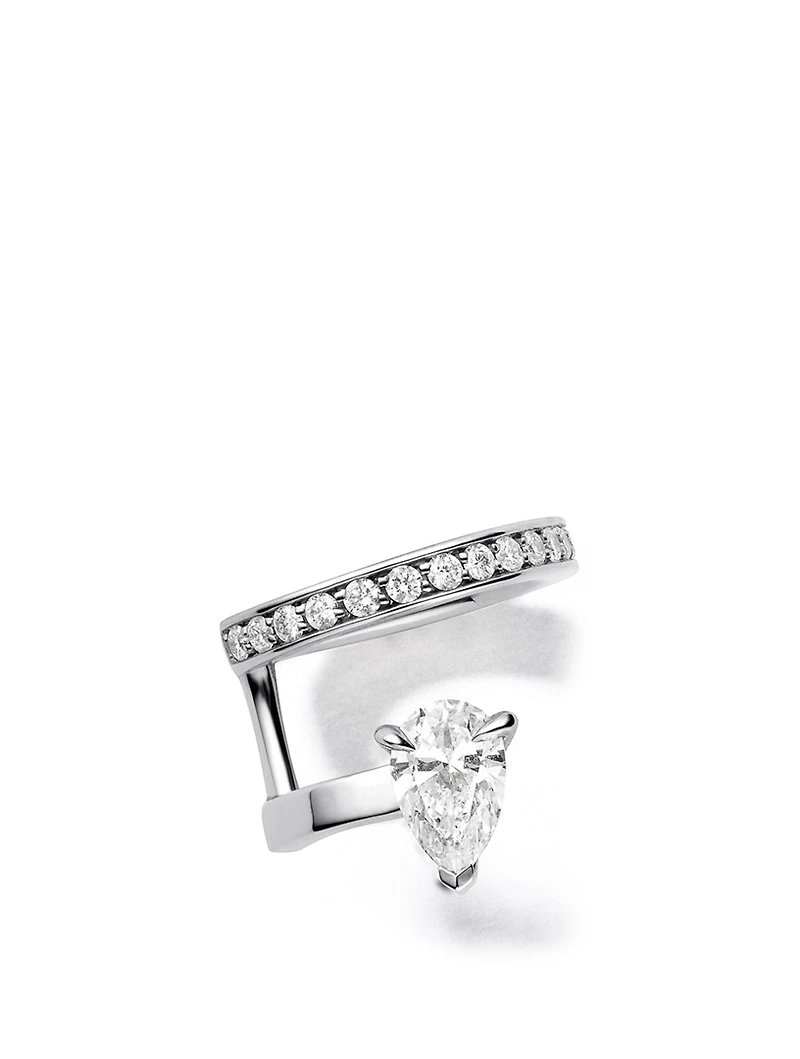 Serti Sur Vide Left 18K White Gold Ear Cuff With Diamonds