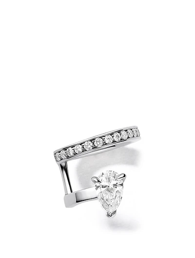 Serti Sur Vide Left 18K White Gold Ear Cuff With Diamonds