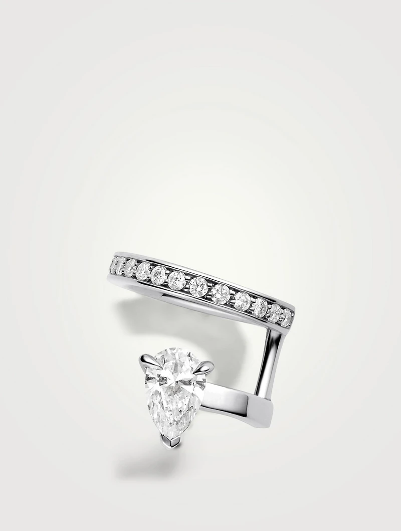 Serti Sur Vide Right 18K White Gold Ear Cuff With Diamonds