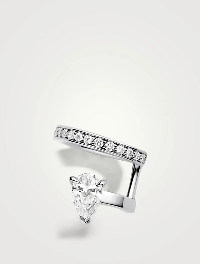 Serti Sur Vide Right 18K White Gold Ear Cuff With Diamonds