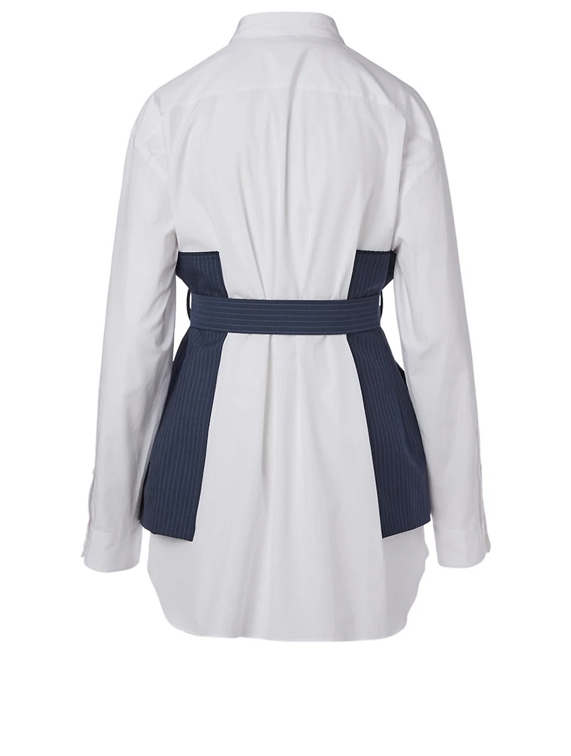 Cotton Shirt With Wool Blazer Overlay