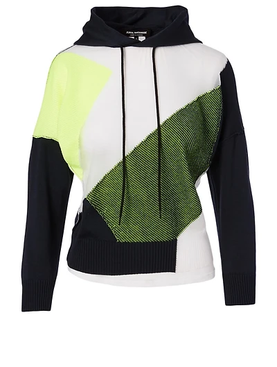 Cotton-Blend Intarsia Hoodie