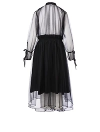 Tulle Long-Sleeve Dress