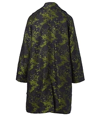 Jacquard Ruffle Coat Camo Floral Print