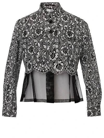 Floral Lace Jacket With Tulle