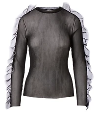 Tulle Rib Knit Top