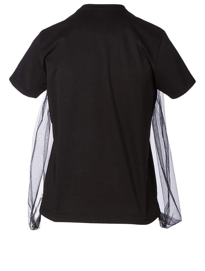 Cotton T-Shirt With Tulle