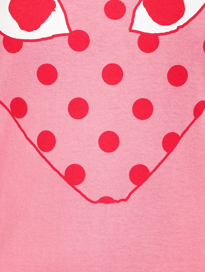 Cotton T-Shirt With Big Polka Dot Heart