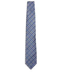 Silk Tie In Multi Check Print