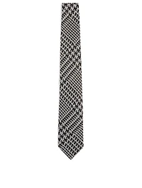 Silk Tie In Houndstooth Print