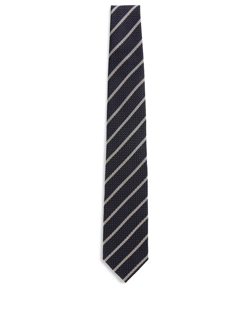 Silk Tie In Striped Print