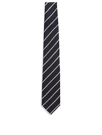 Silk Tie In Striped Print