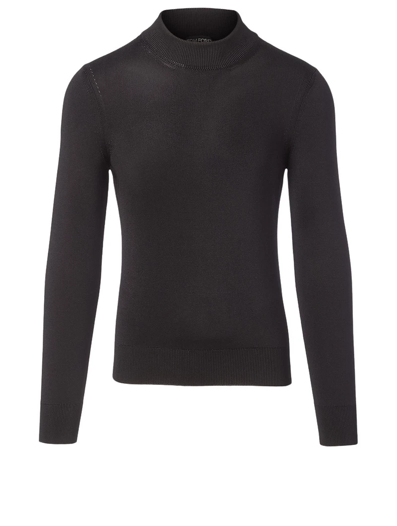 Silk Ribbed Turtleneck