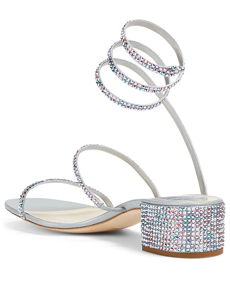 Cleo 40 Satin Crystal Coil Heeled Sandals