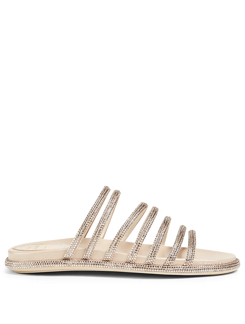 Frida Crystal Satin Slide Sandals