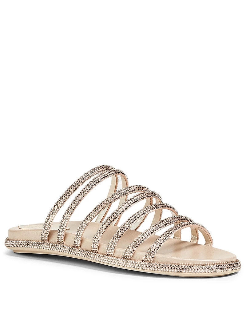 Frida Crystal Satin Slide Sandals