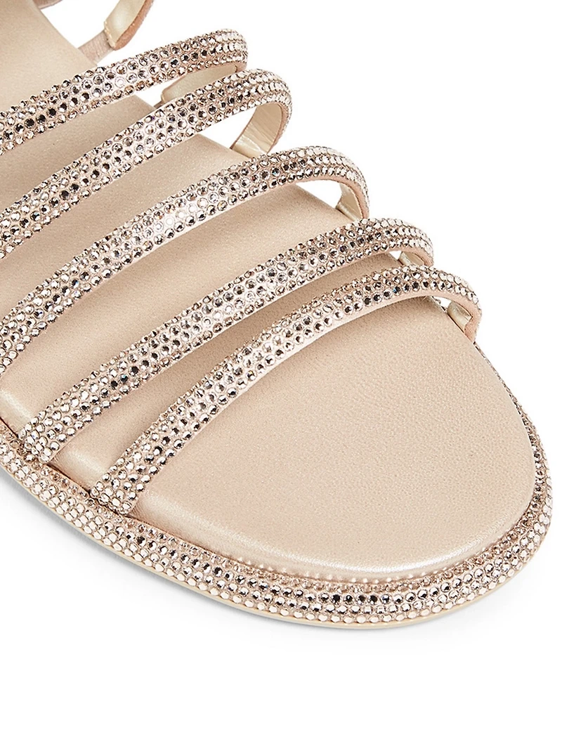 Frida Crystal Satin Slide Sandals