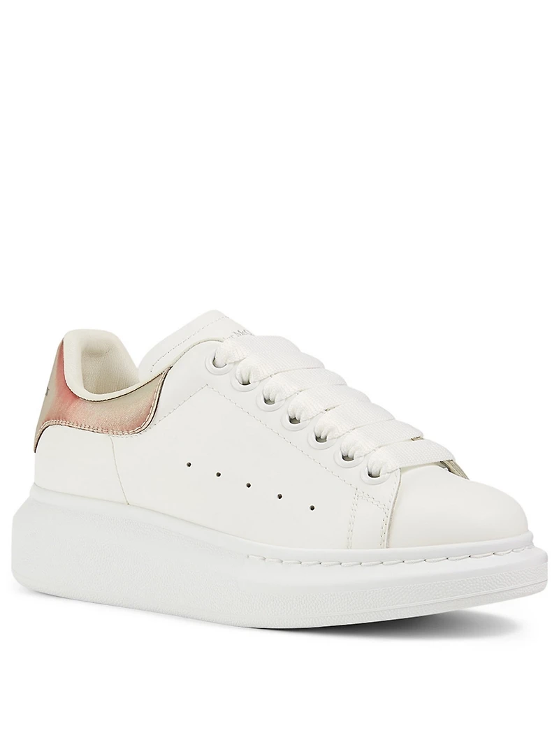 Oversized Leather Sneakers With Reflective Patch
