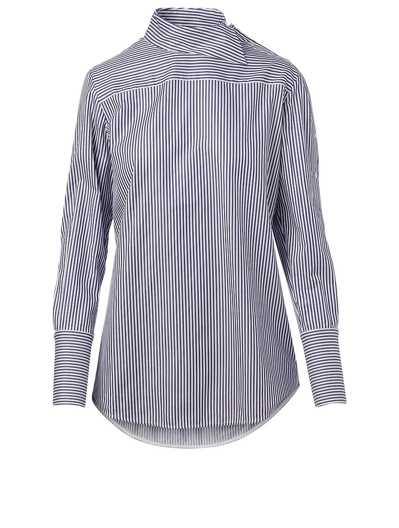 One-Shoulder Shirt Striped Print