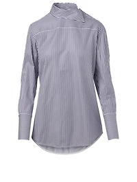 One-Shoulder Shirt Striped Print