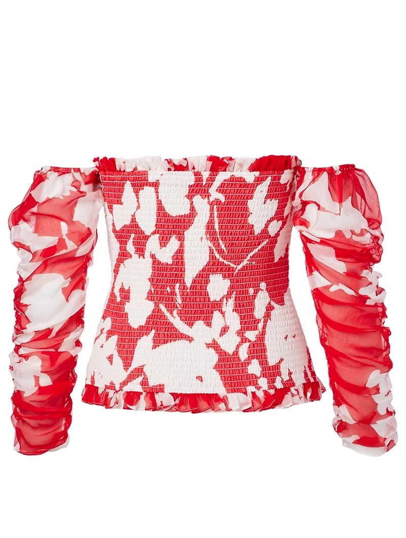 Gemma Silk-Blend Top Floral Print
