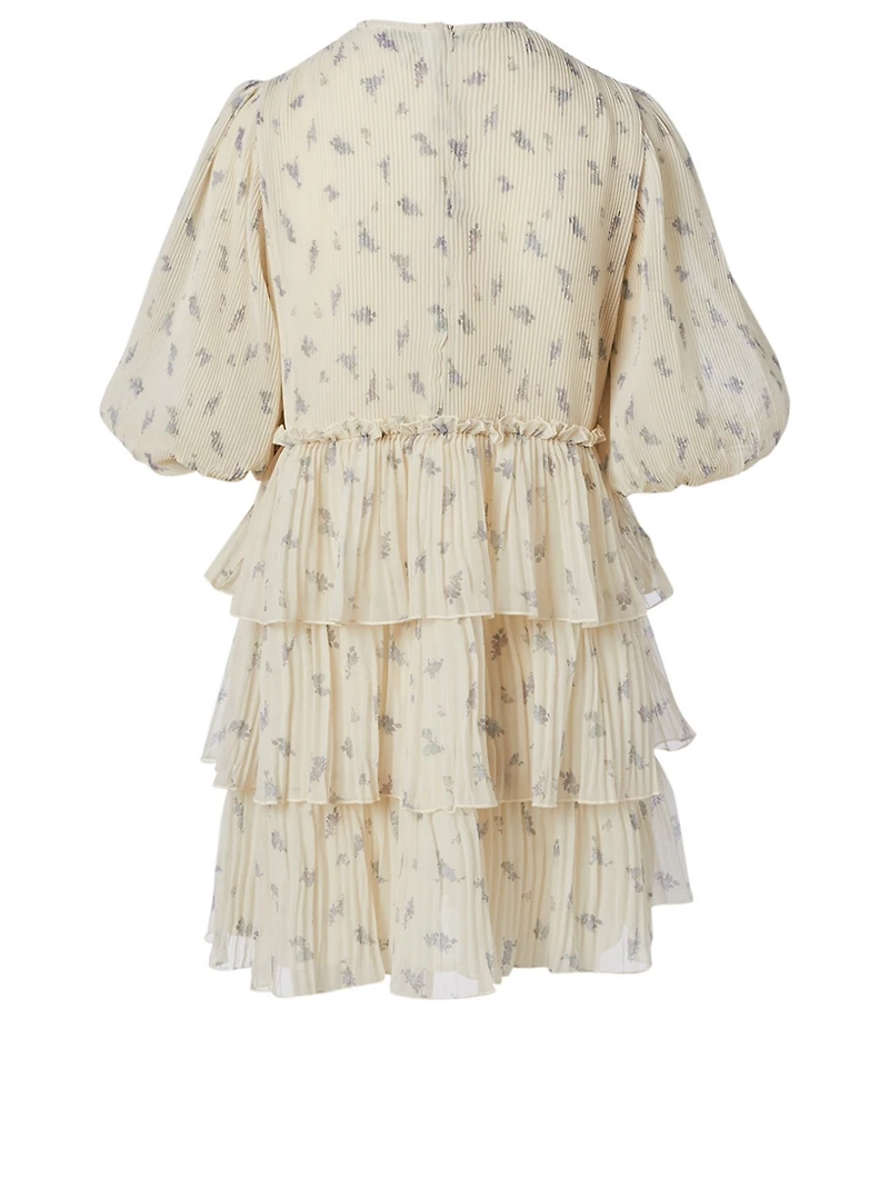 Pleated Georgette Mini Dress