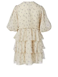 Pleated Georgette Mini Dress