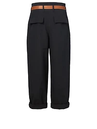 Wide-Leg Pants With Leather Belt