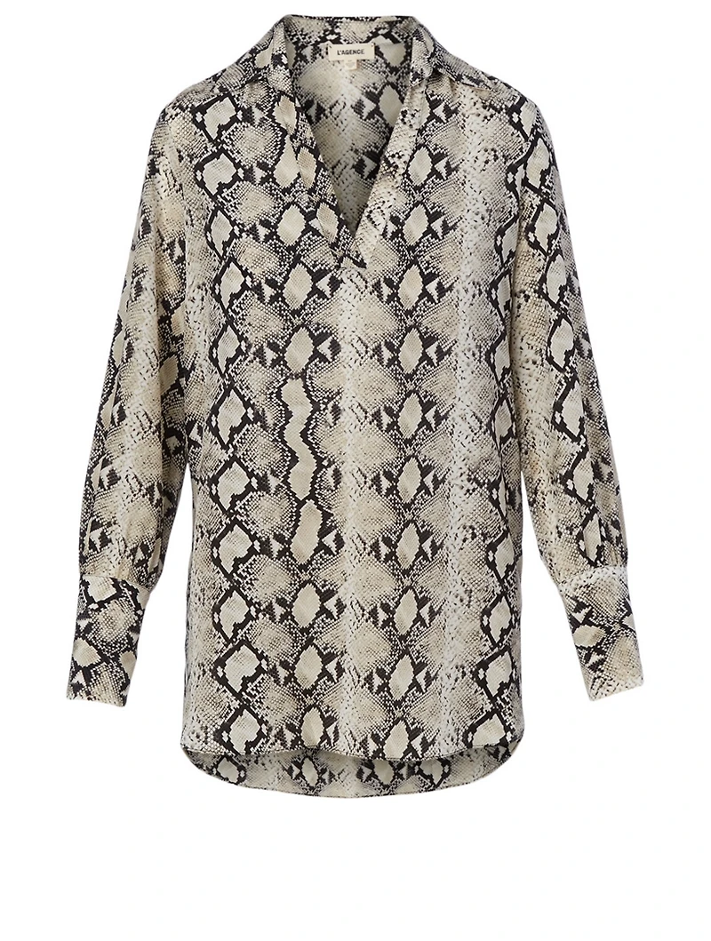 Braydon Silk Tunic Blouse Snake Print