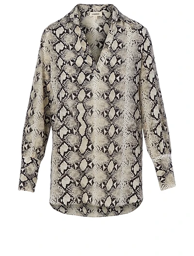 Braydon Silk Tunic Blouse Snake Print