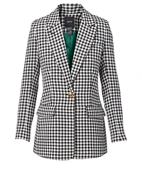 Wool Tailored Blazer Check Print