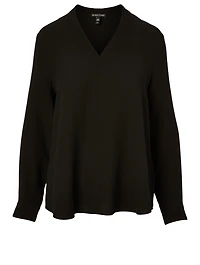 Silk Georgette Crepe V-Neck Top