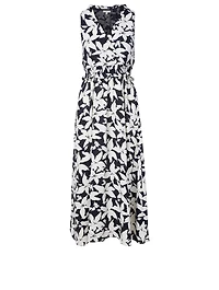 Yashi B Crepe Sleeveless Maxi Dress Floral Print