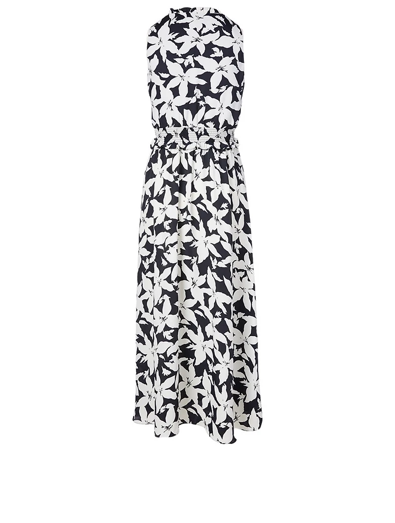 Yashi B Crepe Sleeveless Maxi Dress Floral Print
