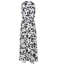 Yashi B Crepe Sleeveless Maxi Dress Floral Print