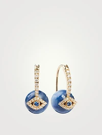 14K Gold Kyanite Evil Eye Earrings With Diamonds And Sapphires