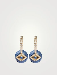 14K Gold Kyanite Evil Eye Earrings With Diamonds And Sapphires