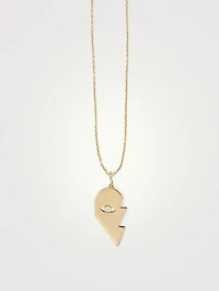 14K Gold Mizpah Two-Part Left Evil Eye Heart Necklace With Diamonds