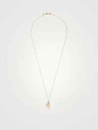 14K Gold Mizpah Two-Part Left Evil Eye Heart Necklace With Diamonds