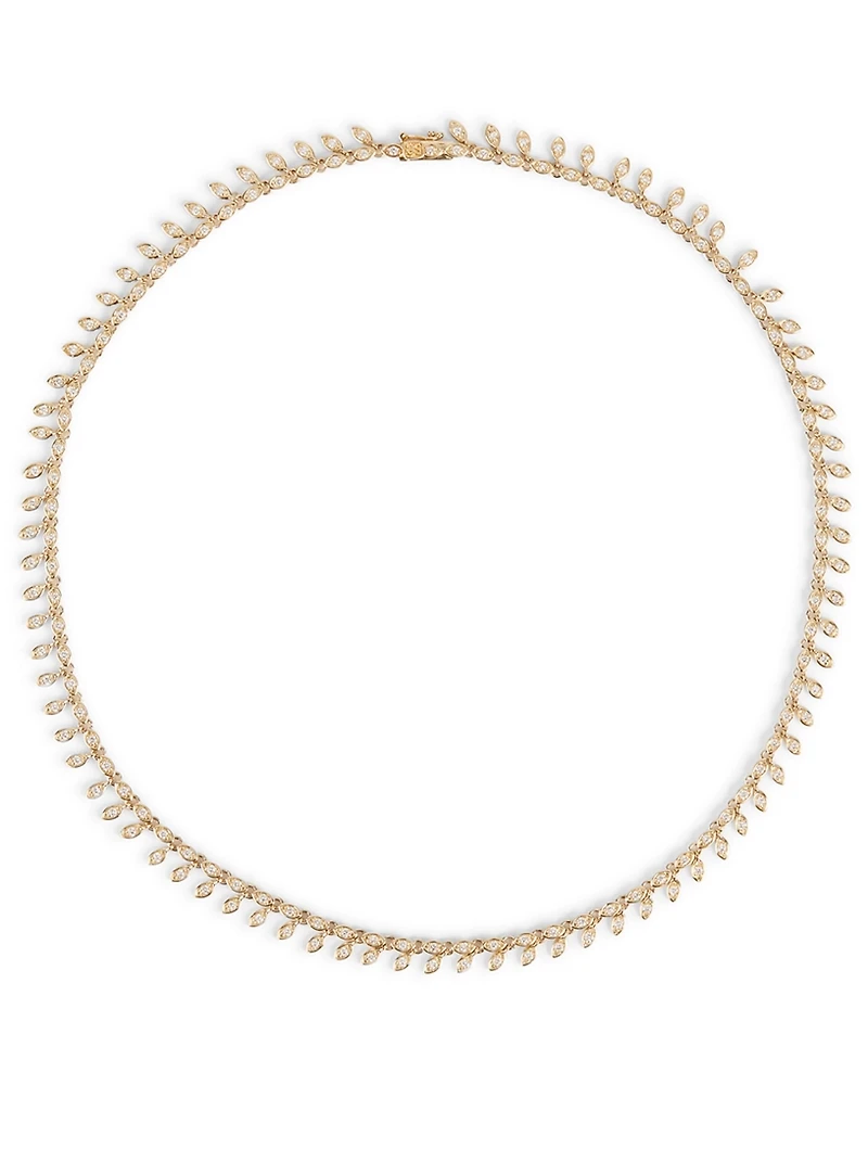 14K Gold Marquis Eye Eternity Necklace With Diamonds
